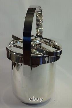 Fine Vintage 1970s PM Italy, Italian Silver Plated Ice Bucket & Original Tongs