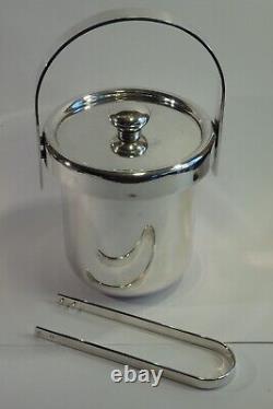 Fine Vintage 1970s PM Italy, Italian Silver Plated Ice Bucket & Original Tongs