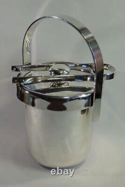 Fine Vintage 1970s PM Italy, Italian Silver Plated Ice Bucket & Original Tongs