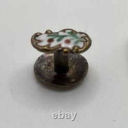 Floral Enamel Ladies Cufflinks Shirt Studs Set 6 Pieces Victorian Edwardian B209