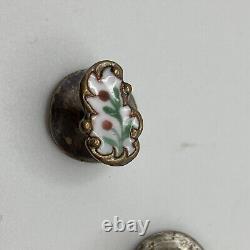 Floral Enamel Ladies Cufflinks Shirt Studs Set 6 Pieces Victorian Edwardian B209