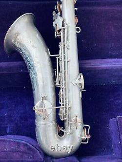 Frank Holton silver tenor Saxophone nice engravings original accessories