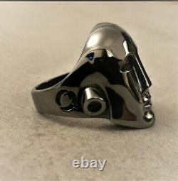 Frank the robot ring handmade sterling silver 925 black rhodium plated
