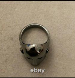 Frank the robot ring handmade sterling silver 925 black rhodium plated