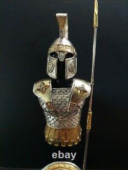 Franklin Mint GREEK SPARTAN 480 B. C. Armour Hand Cast Pewter 24k Gold Accents