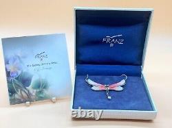 Franz Porcelain GG Santiago rhodium plated & porcelain Dragonfly Pendant. 18
