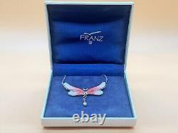 Franz Porcelain GG Santiago rhodium plated & porcelain Dragonfly Pendant. 18