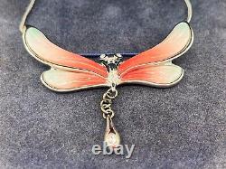 Franz Porcelain GG Santiago rhodium plated & porcelain Dragonfly Pendant. 18