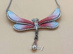 Franz Porcelain GG Santiago rhodium plated & porcelain Dragonfly Pendant. 18