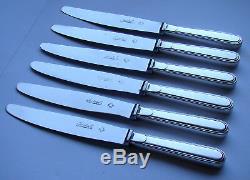 French ART DECO CHRISTOFLE LAOS Silver Plate Dessert Knives Inox Blades Set of 6