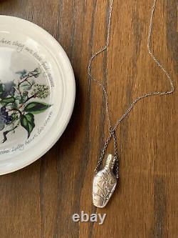 French Antique MISTLETOE Silver Plate Chatelaine Perfume Flask Bottle Pendant