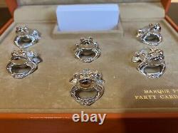 French Silver-Plated Saint Hilaire Paris 6 Frogs Marque Party Card Holder Set