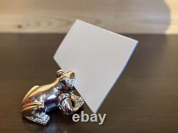 French Silver-Plated Saint Hilaire Paris 6 Frogs Marque Party Card Holder Set