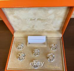 French Silver-Plated Saint Hilaire Paris 6 Frogs Marque Party Card Holder Set