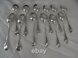 French Silverplate 12 Coffee Spoons Brillant Luster- 1900's Flowers Case
