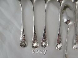 French Silverplate 12 Coffee Spoons Brillant Luster- 1900's Flowers Case