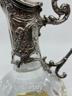French Water Carafe Crystal Gallery Lorraine Crystal Claret Jug Silver Plated