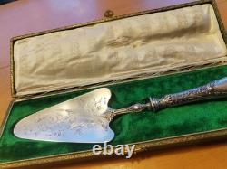 French antique silver-plated cake server by silversmith A Frenais, original case