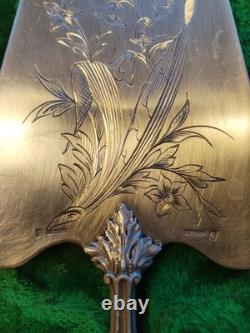 French antique silver-plated cake server by silversmith A Frenais, original case