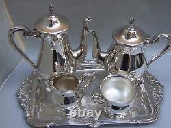 GENUINE VINERS SILVER PLATE TEA /COFFEE SET W Serving Tray VINTAGE RARE FIND