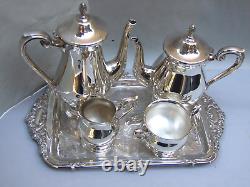 GENUINE VINERS SILVER PLATE TEA /COFFEE SET W Serving Tray VINTAGE RARE FIND