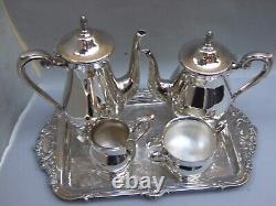 GENUINE VINERS SILVER PLATE TEA /COFFEE SET W Serving Tray VINTAGE RARE FIND