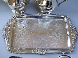 GENUINE VINERS SILVER PLATE TEA /COFFEE SET W Serving Tray VINTAGE RARE FIND