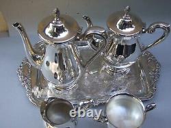 GENUINE VINERS SILVER PLATE TEA /COFFEE SET W Serving Tray VINTAGE RARE FIND