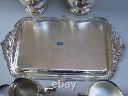 GENUINE VINERS SILVER PLATE TEA /COFFEE SET W Serving Tray VINTAGE RARE FIND
