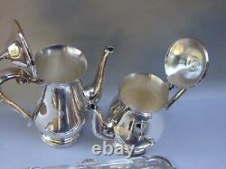 GENUINE VINERS SILVER PLATE TEA /COFFEE SET W Serving Tray VINTAGE RARE FIND