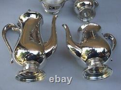 GENUINE VINERS SILVER PLATE TEA /COFFEE SET W Serving Tray VINTAGE RARE FIND