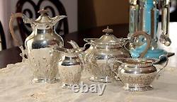 GLORIOUS ELKINGTON SILVER PLATED FOUR PIECE TEA & COFFEE SET c. 1910 af
