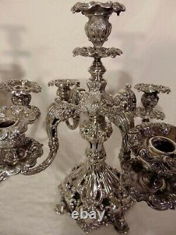 GORGEOUS PAIR Reed Barton Silverplate 5-lite Candelabra Renaissance #800 Candle