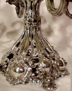 GORGEOUS PAIR Reed Barton Silverplate 5-lite Candelabra Renaissance #800 Candle