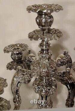 GORGEOUS PAIR Reed Barton Silverplate 5-lite Candelabra Renaissance #800 Candle