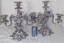 GORGEOUS PAIR Reed Barton Silverplate 5-lite Candelabra Renaissance #800 Candle