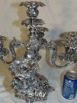 GORGEOUS PAIR Reed Barton Silverplate 5-lite Candelabra Renaissance #800 Candle