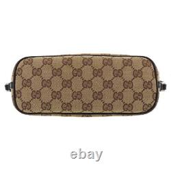 GUCCI Original GG Canvas Leather Pouch Hand Bag Brown Italy Authentic #BC41 Y