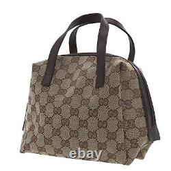 GUCCI Original GG Canvas Used Hand Bag Brown Leather Italy Vintage Auth #XX403 O