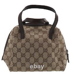 GUCCI Original GG Canvas Used Hand Bag Brown Leather Italy Vintage Auth #XX403 O