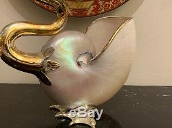 Gabriella Binazzi Gorgeous and Tall Silver Plate Bird Sculpture with Shell Body
