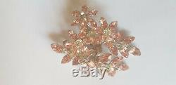 Genuine Jewel Crest (Donald Simpson) pink crystal floral brooch and matching ear