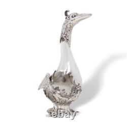 German Antique Art Nouveau Silver Plate Swan Goose Decanter WMF