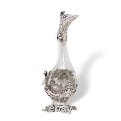 German Antique Art Nouveau Silver Plate Swan Goose Decanter WMF