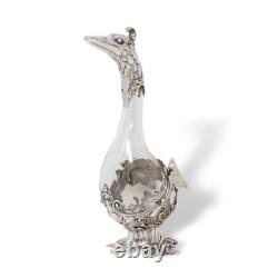 German Antique Art Nouveau Silver Plate Swan Goose Decanter WMF
