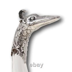 German Antique Art Nouveau Silver Plate Swan Goose Decanter WMF
