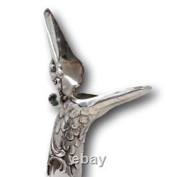 German Antique Art Nouveau Silver Plate Swan Goose Decanter WMF