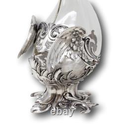 German Antique Art Nouveau Silver Plate Swan Goose Decanter WMF