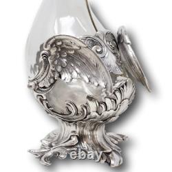 German Antique Art Nouveau Silver Plate Swan Goose Decanter WMF