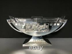 German WMF Art Deco Silver plated centerpiece with original glass insert